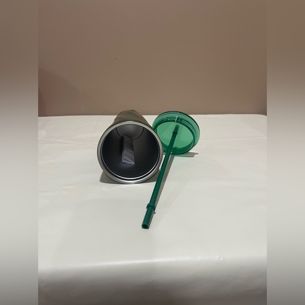 Starbucks stainless steel Green Tumbler with Straw.